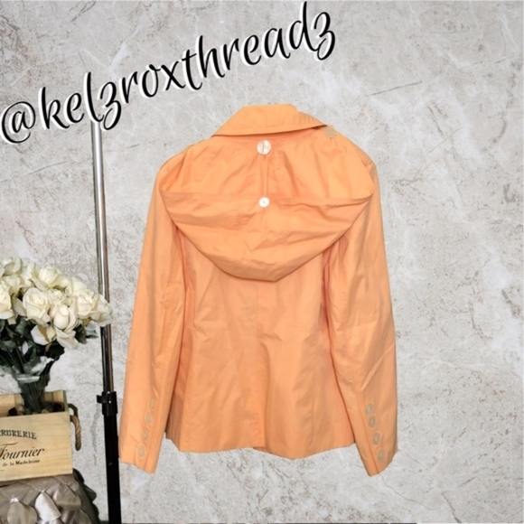 Michael Kors Hooded Orange Short Rain Trench Coat SZ M - Picture 4 of 4